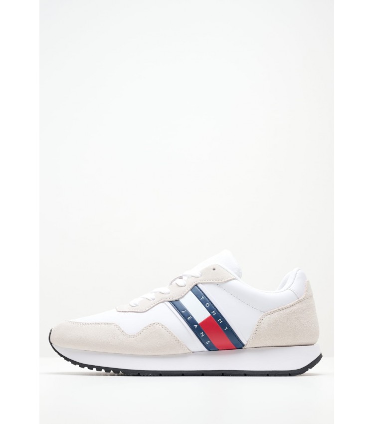 Ανδρικά Παπούτσια Casual Tjm.Modern Άσπρο Δέρμα Καστόρι Tommy Hilfiger