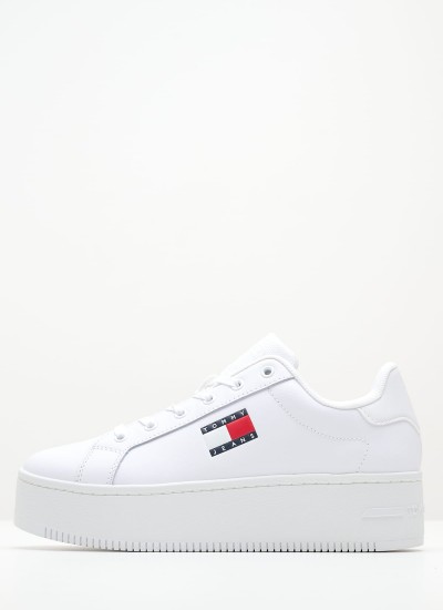 Γυναικεία Παπούτσια Casual Tech.Heel Άσπρο Δέρμα Tommy Hilfiger