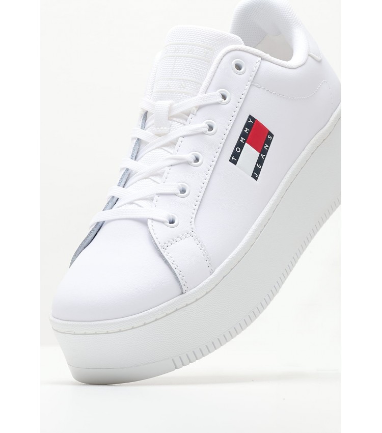 Women Casual Shoes Tjw.Flat.Ess White Leather Tommy Hilfiger