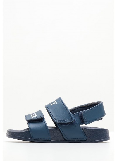 Kids Flip Flops & Sandals Velcro.Sandal Blue ECOleather Tommy Hilfiger