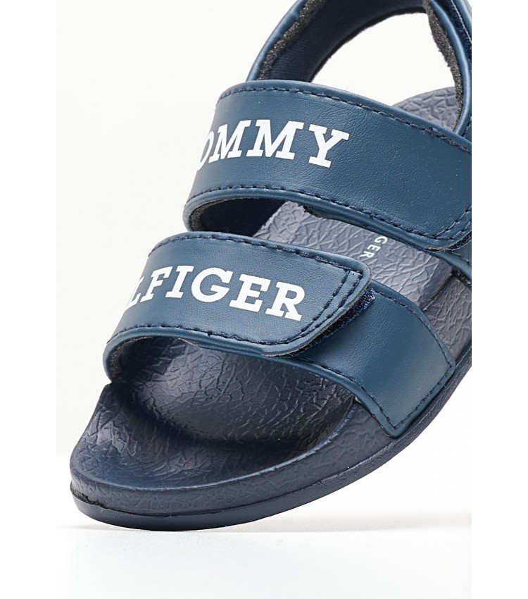 Παιδικές Σαγιονάρες & Πέδιλα Velcro.Sandal Μπλε ECOleather Tommy Hilfiger