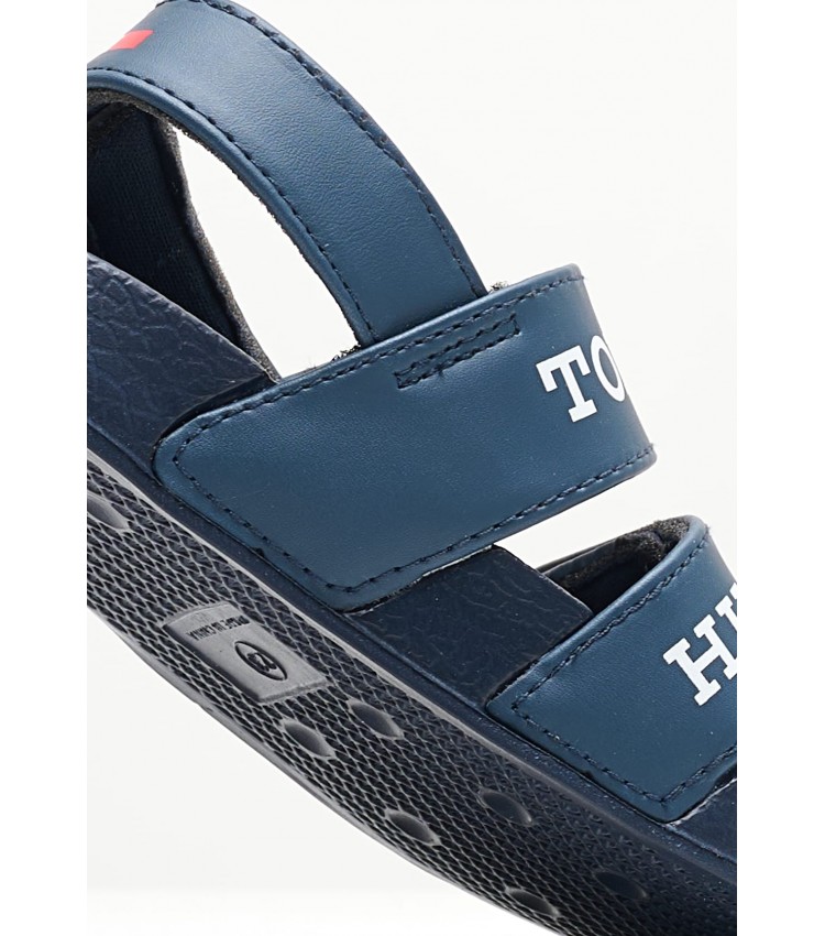 Kids Flip Flops & Sandals Velcro.Sandal Blue ECOleather Tommy Hilfiger