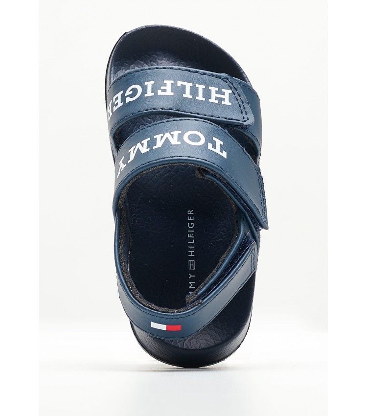 Kids Flip Flops & Sandals Velcro.Sandal Blue ECOleather Tommy Hilfiger