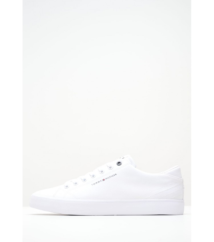 Men Casual Shoes Vulc.Canvas White Fabric Tommy Hilfiger