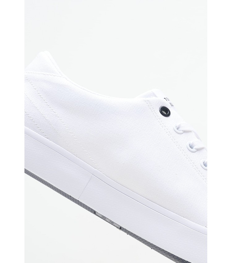 Ανδρικά Παπούτσια Casual Vulc.Canvas Άσπρο Ύφασμα Tommy Hilfiger