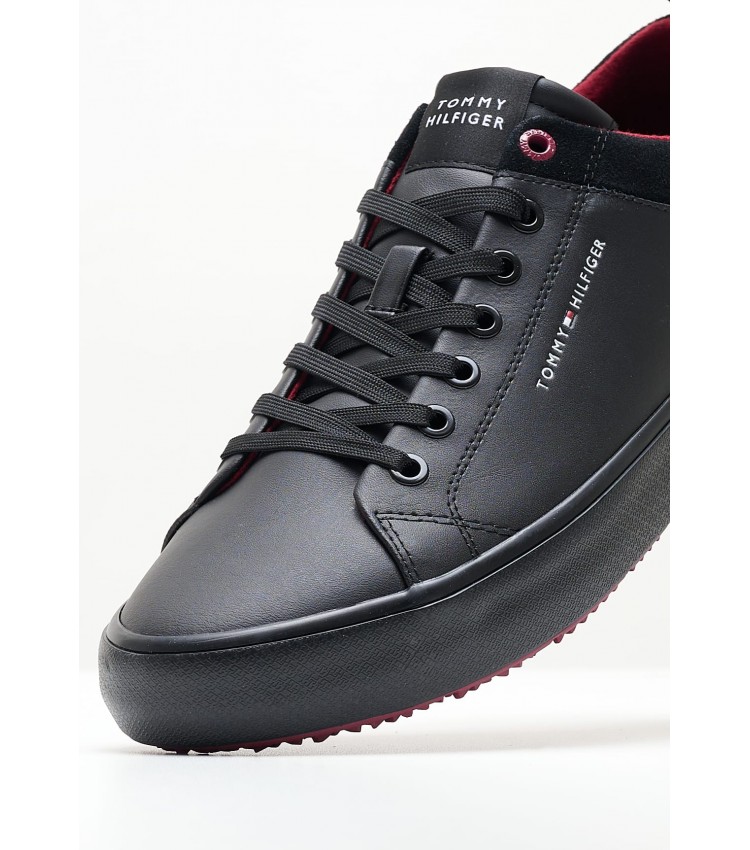 Ανδρικά Παπούτσια Casual Vulc.Cleat Μαύρο Δέρμα Tommy Hilfiger
