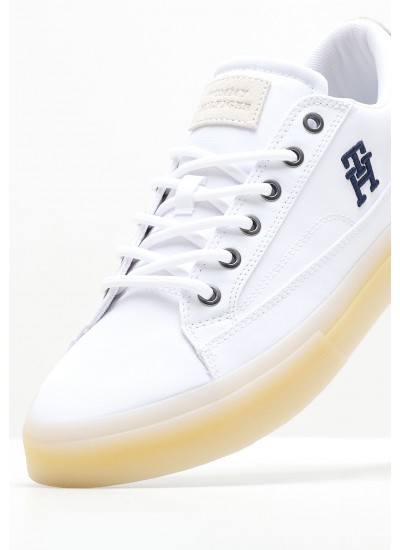 Men Casual Shoes Vulc.Street White Fabric Tommy Hilfiger