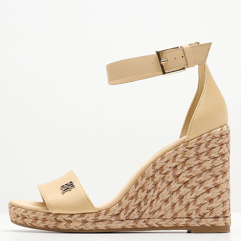 Γυναικείες Πλατφόρμες Ψηλές Wedge.Satin Μπεζ Ύφασμα Tommy Hilfiger