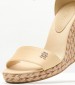 Women Platforms High Wedge.Satin Beige Fabric Tommy Hilfiger