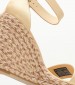 Women Platforms High Wedge.Satin Beige Fabric Tommy Hilfiger