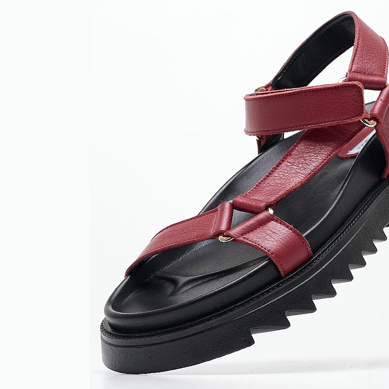 Women Flats 2439.00520K Red Leather Mortoglou