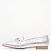 Women Moccasins 2440.10463 Silver Leather Mortoglou Women Moccasins 2440.10463 Silver Leather Mortoglou