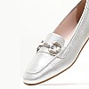Women Moccasins 2440.10463 Silver Leather Mortoglou Women Moccasins 2440.10463 Silver Leather Mortoglou