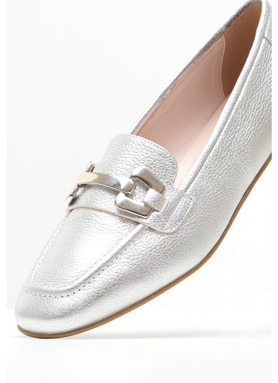 Women Moccasins 2440.10463 Silver Leather Mortoglou