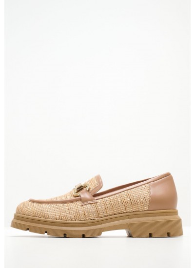 Women Moccasins 24309 Gold Leather Tamaris