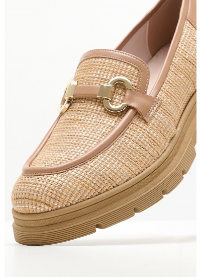 Women Moccasins 24309 Gold Leather Tamaris