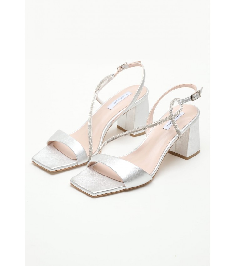 Women Sandals 2447.63506A Silver Leather Mortoglou