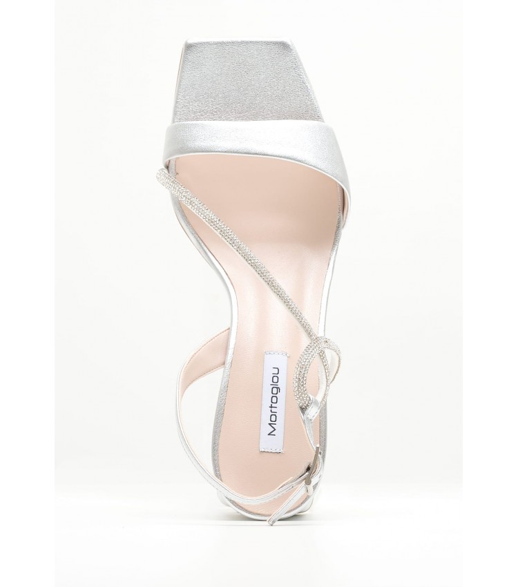 Women Sandals 2447.63506A Silver Leather Mortoglou