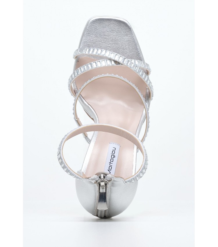 Women Sandals 2450.93704 Silver Leather Mortoglou
