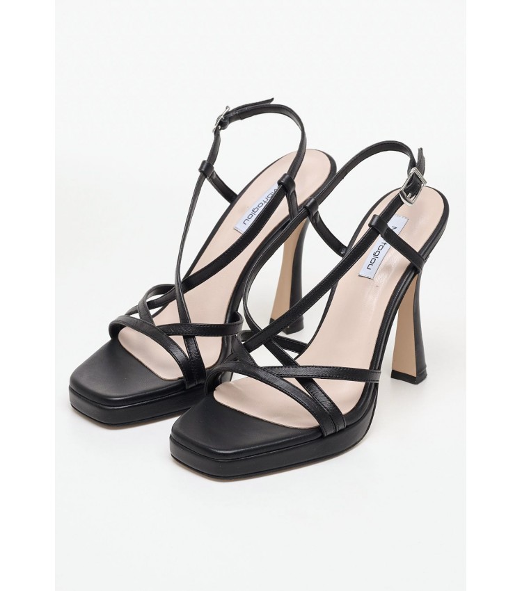 Women Sandals 2450.93706 Black Leather Mortoglou