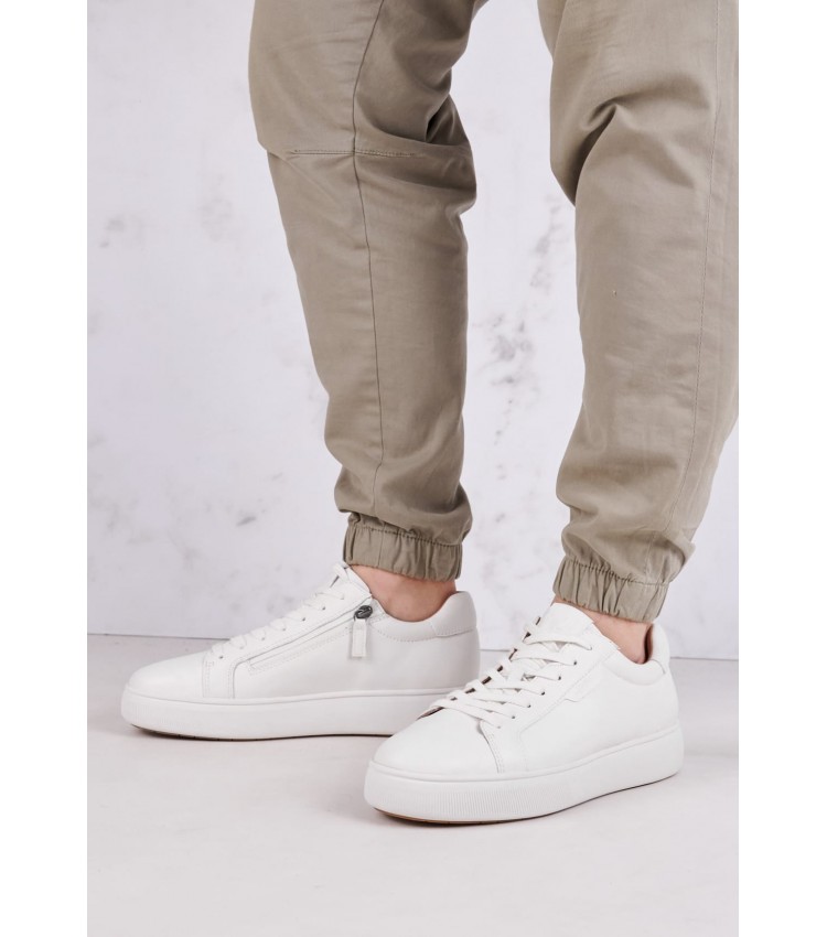 Men Casual Shoes 13601 White Leather Tamaris