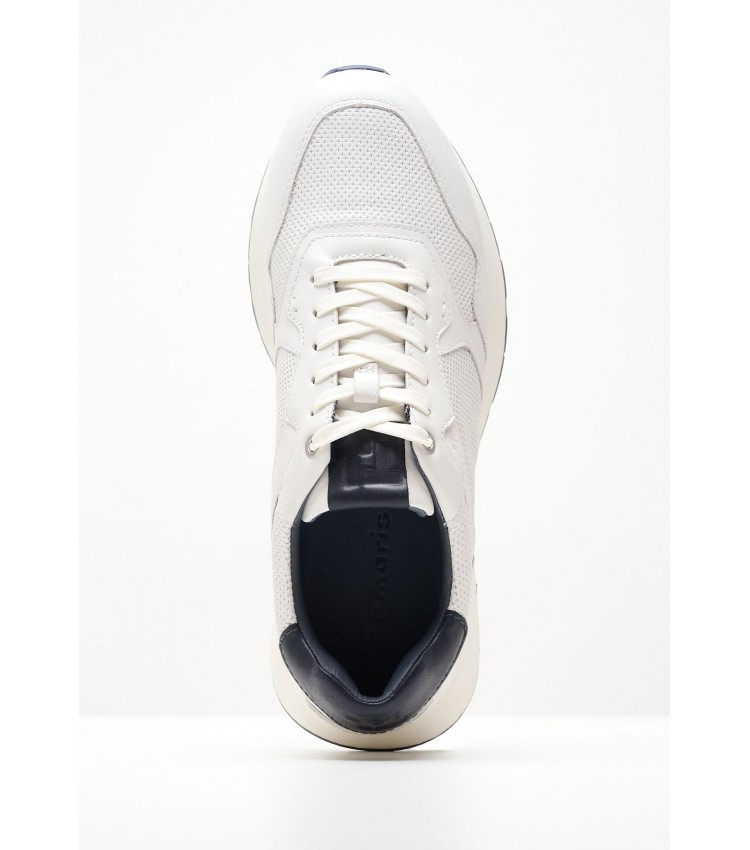 Men Casual Shoes 13602 White Leather Tamaris