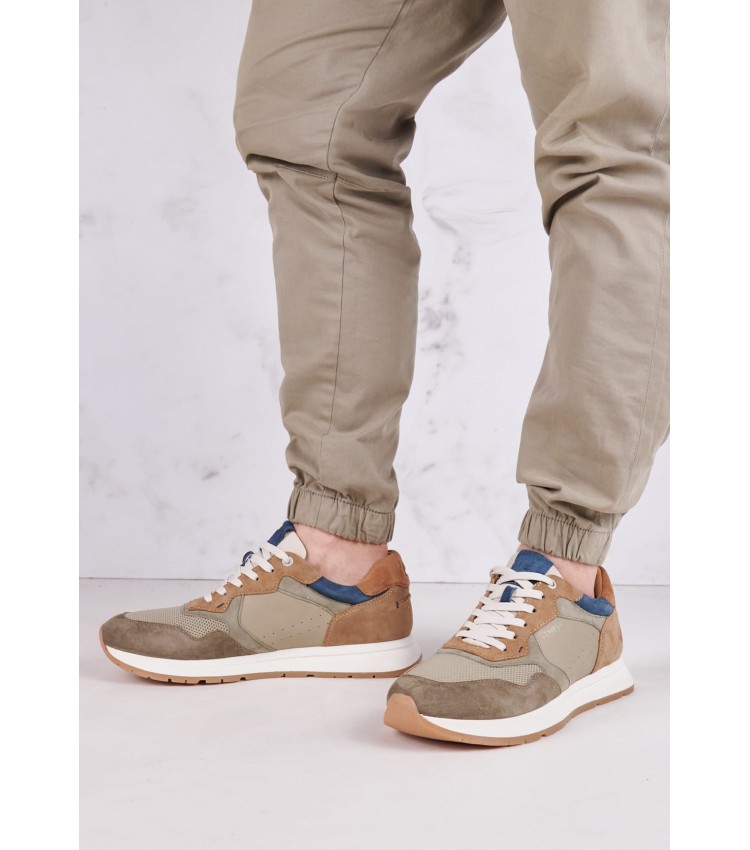 Men Casual Shoes 13602 Olive Leather Tamaris