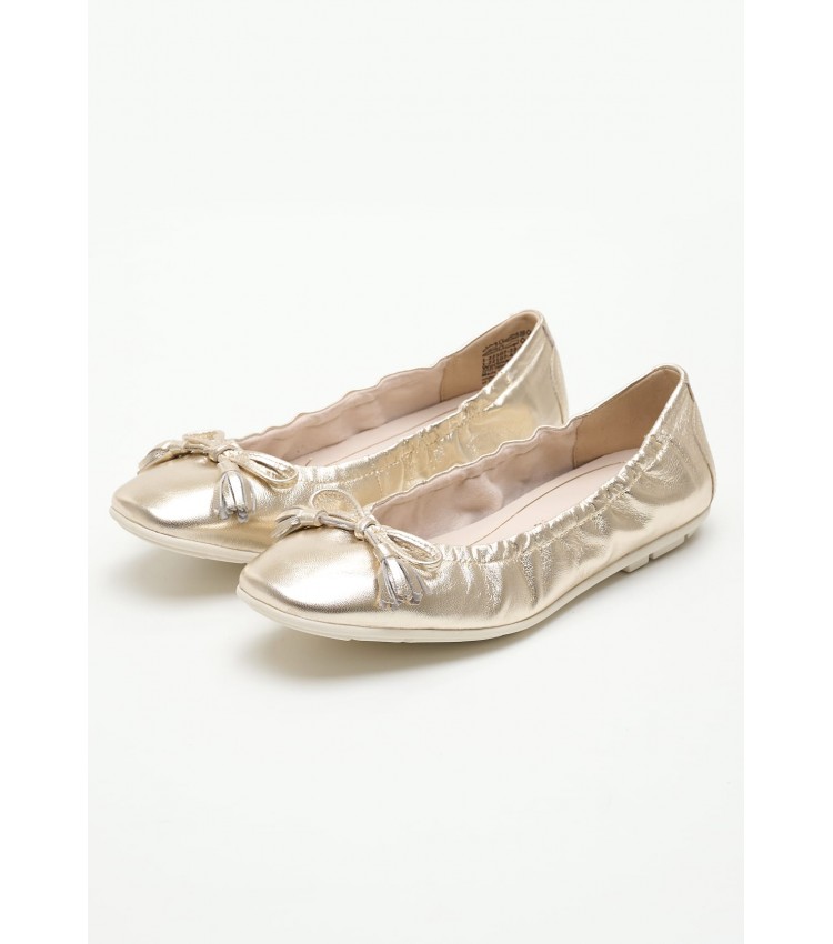 Women Balerinas 22107 Gold Leather Tamaris