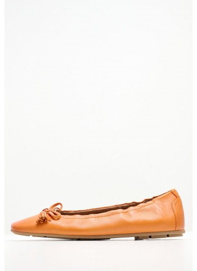 Women Balerinas 22107 Orange Leather Tamaris