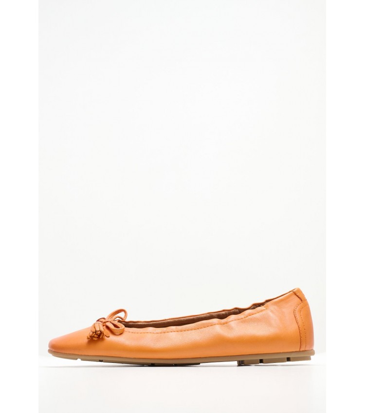 Women Balerinas 22107 Orange Leather Tamaris