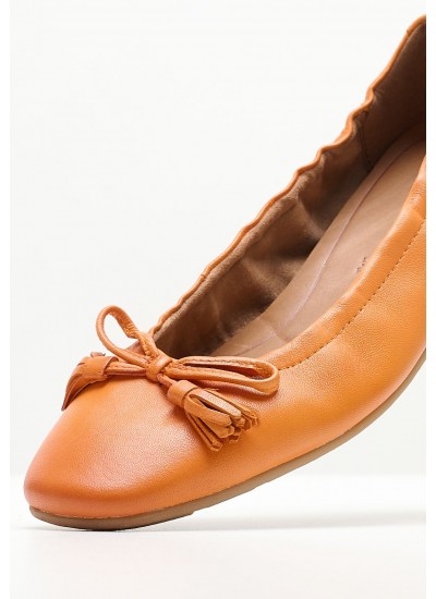 Women Balerinas 22107 Orange Leather Tamaris