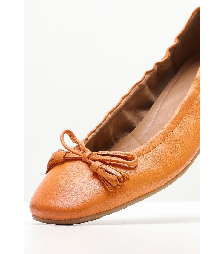 Women Balerinas 22107 Orange Leather Tamaris