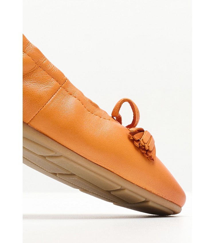 Women Balerinas 22107 Orange Leather Tamaris