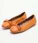 Women Balerinas 22107 Orange Leather Tamaris