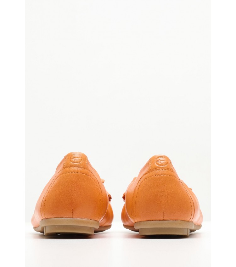 Women Balerinas 22107 Orange Leather Tamaris