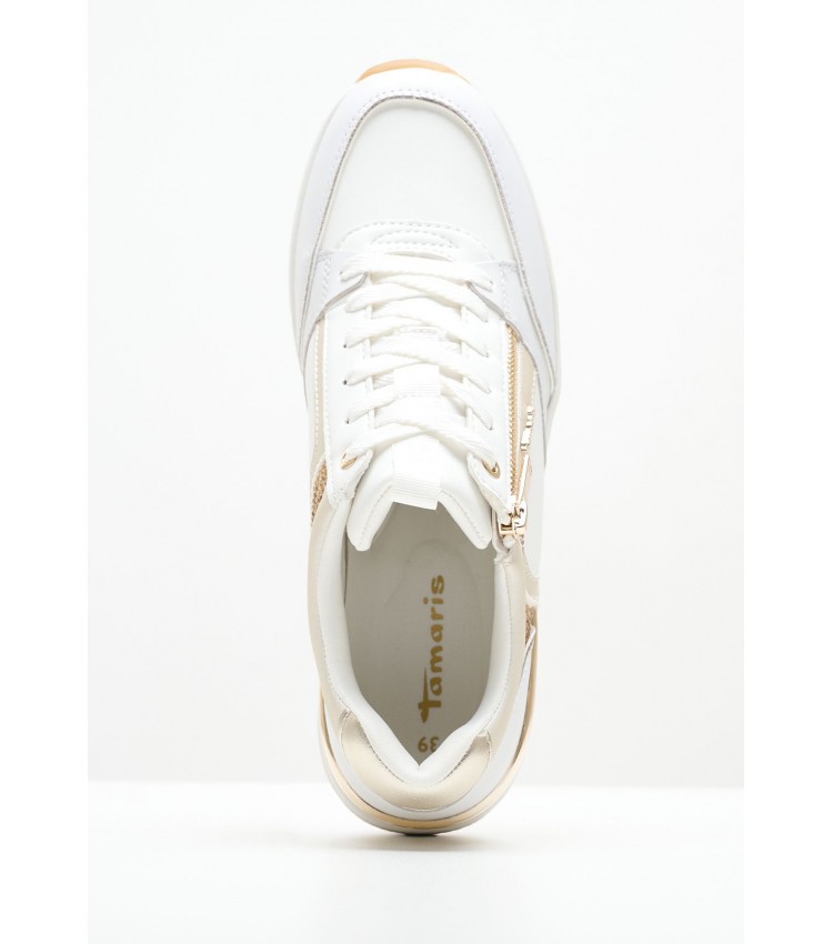 Women Casual Shoes 23703 White Leather Tamaris