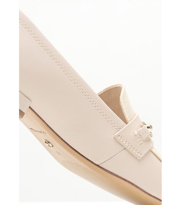 Women Moccasins 24224 Beige Leather Tamaris