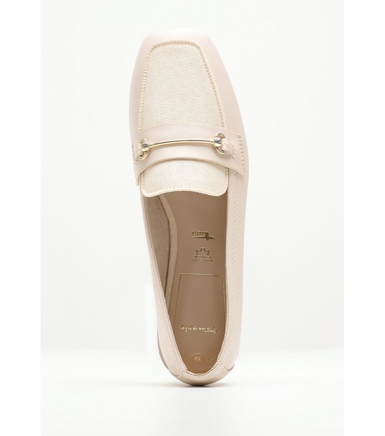 Women Moccasins 24224 Beige Leather Tamaris