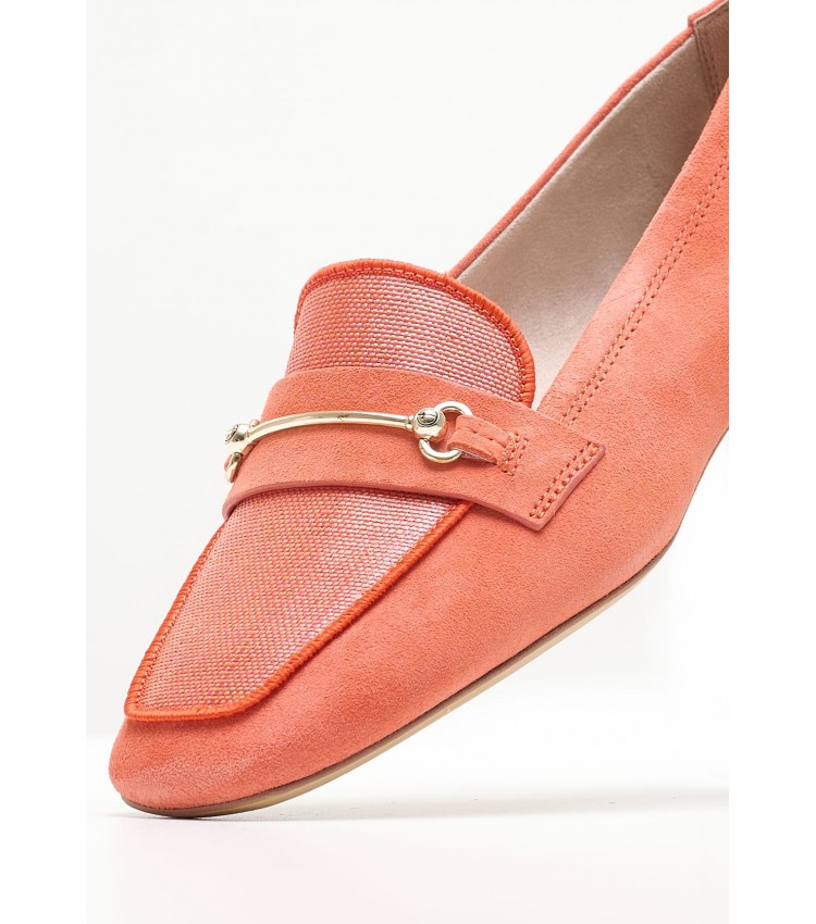 Women Moccasins 24224 Orange Leather Tamaris