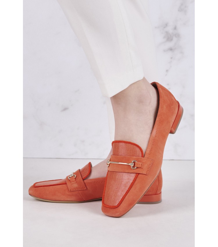 Women Moccasins 24224 Orange Leather Tamaris