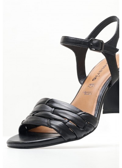 Women Sandals 28005 Black Leather Tamaris