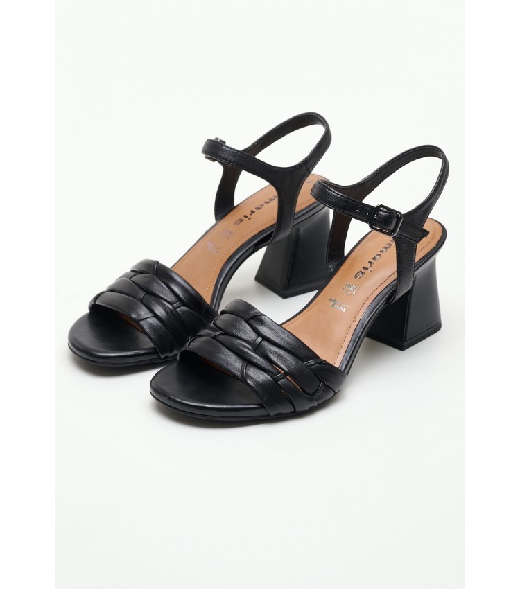 Women Sandals 28005 Black Leather Tamaris