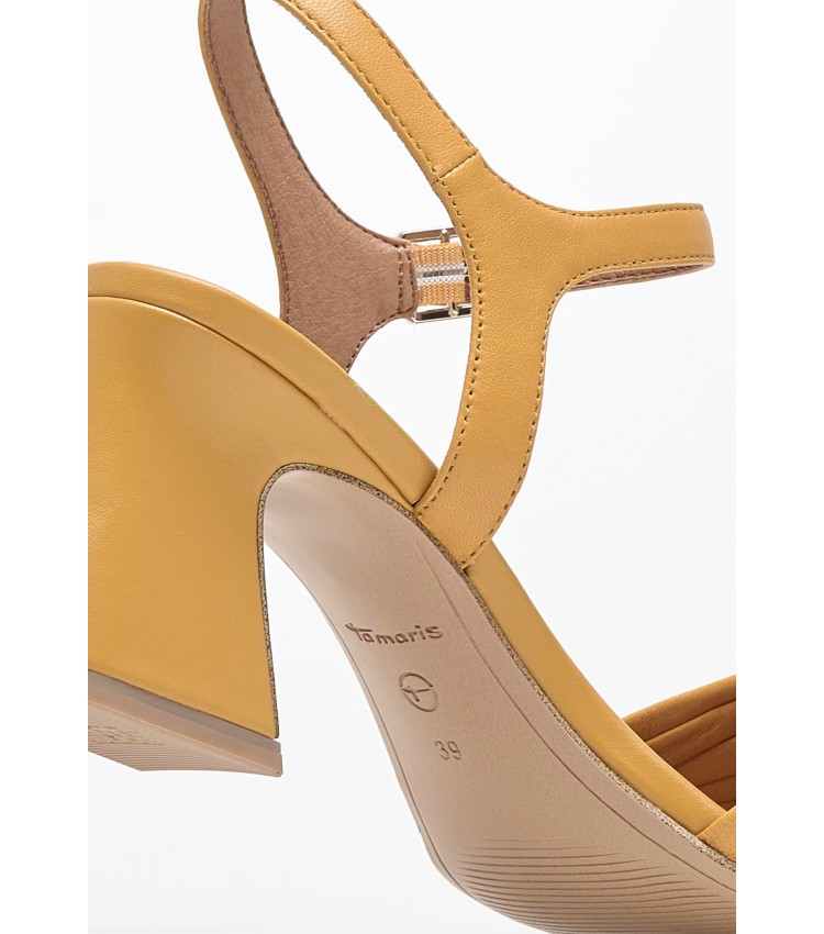 Women Sandals 28005 Yellow Leather Tamaris