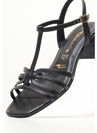 Women Sandals 28223 Black Leather Tamaris