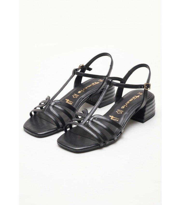 Women Sandals 28223 Black Leather Tamaris