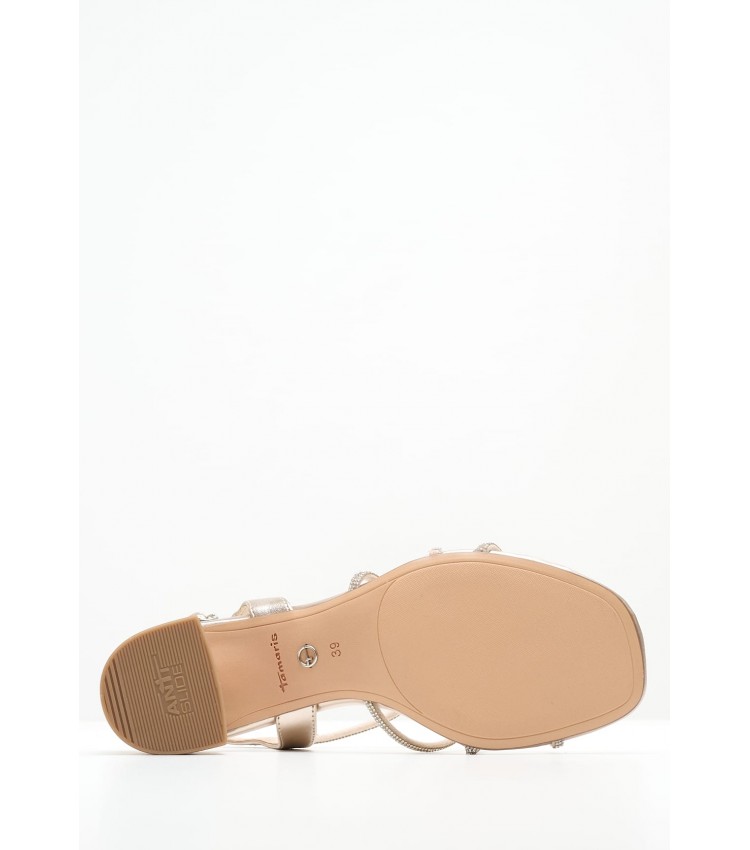 Women Sandals 28236 Gold ECOleather Tamaris