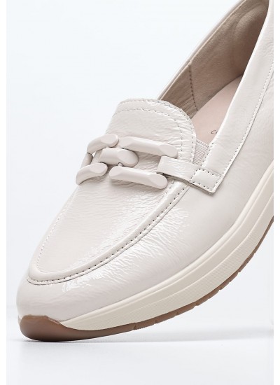 Women Moccasins 84700 Beige Leather Tamaris