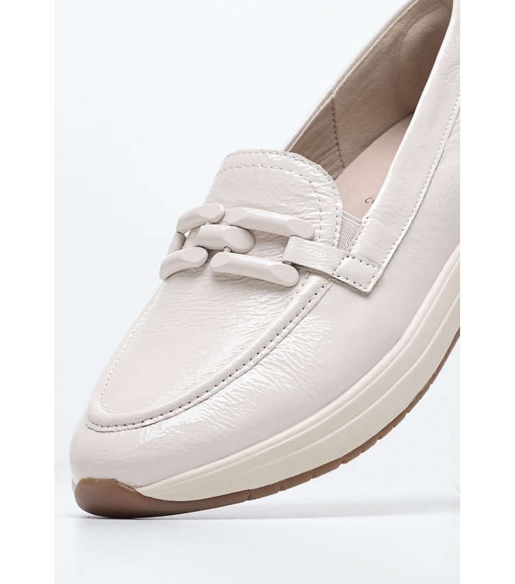 Women Moccasins 84700 Beige Leather Tamaris