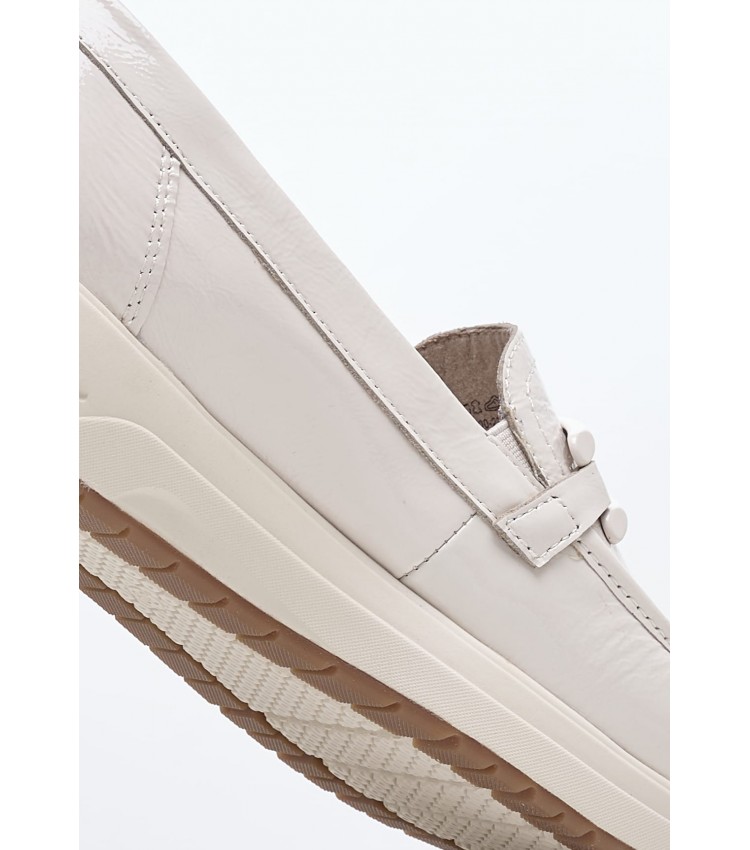 Women Moccasins 84700 Beige Leather Tamaris