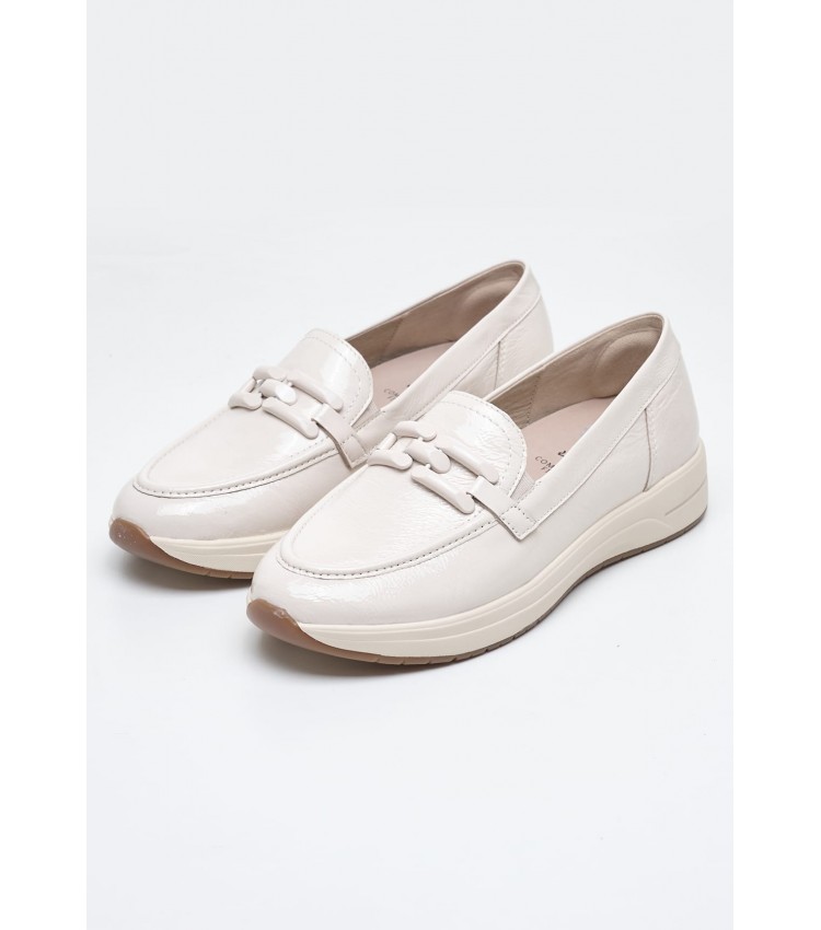 Women Moccasins 84700 Beige Leather Tamaris